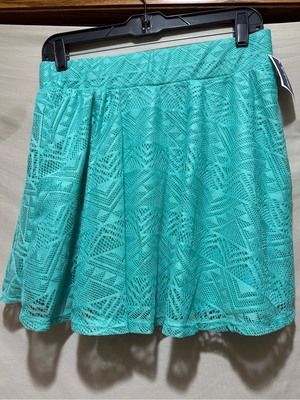 Lace Overlay Circle Skirt in Aqua Teal